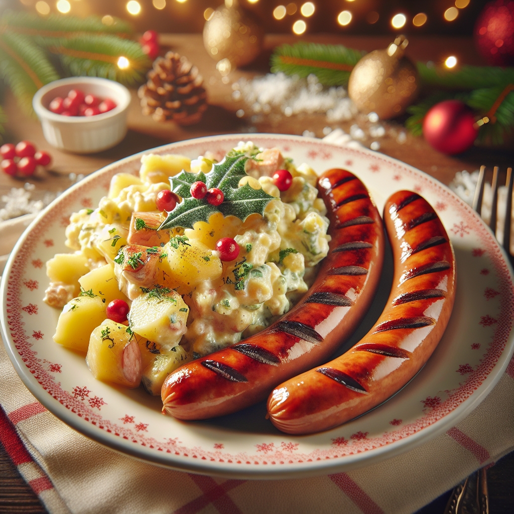 Kartoffelsalat mit Würstchen zu Weihnachten